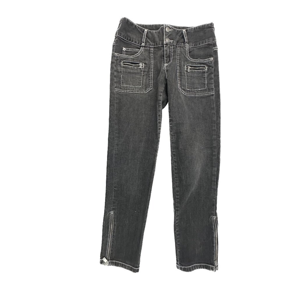 Michael Kors Jeans Women 6‎ Black Skinny Zipper Hem Low Rise Denim